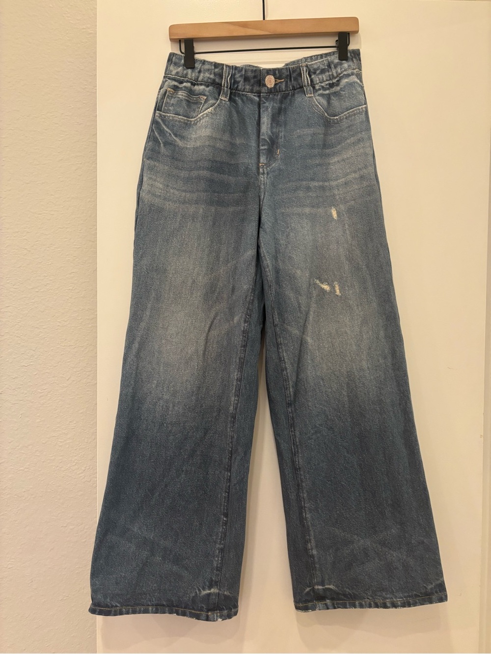 Halara Mid Rise Denim Print soft  stretch French Terry Casual Sweatpant Jean
